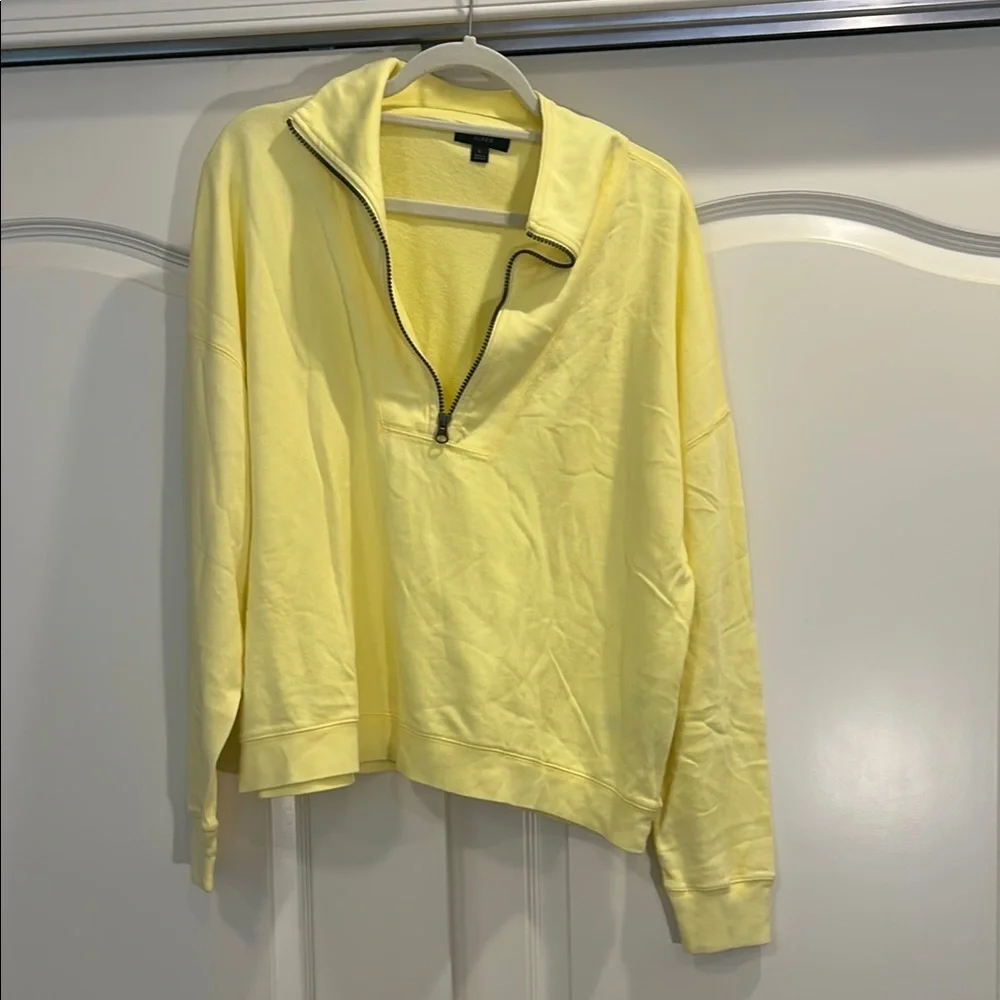 J Crew Magic Rinse Half Zip Sweatshirt Butter Yellow